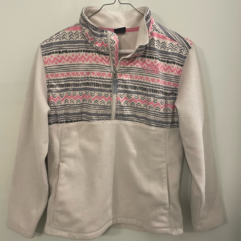 The North Face White Fleece Patterned Pullover 🩷🤍